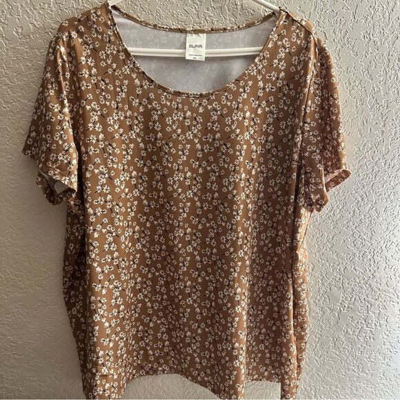 Blair Tan Brown‎ Floral Knit Top Size 2XL - Picture 5 of 9